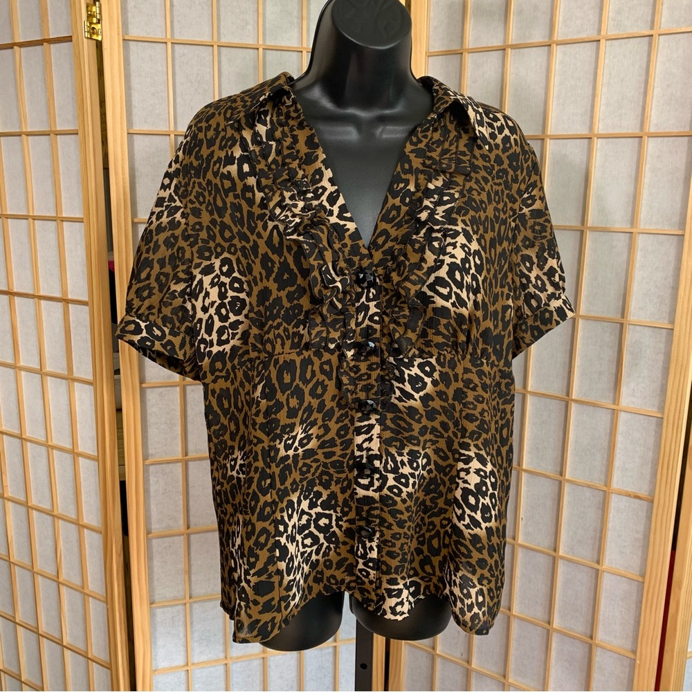 Scott Taylor Animal Print Ruffle Blouse - Picture 7 of 8